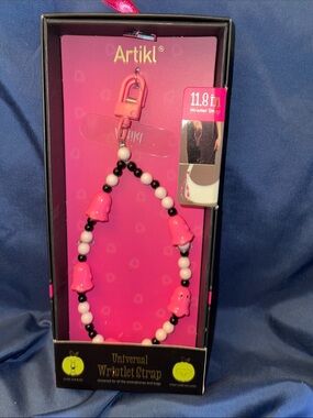 Artikl Universal Wristlet Strap- Black & White with Pink Ghosts